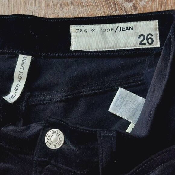 rag & bone High Rise Ankle Skinny Velvet Jeans Black Size 26 - Picture 6 of 10